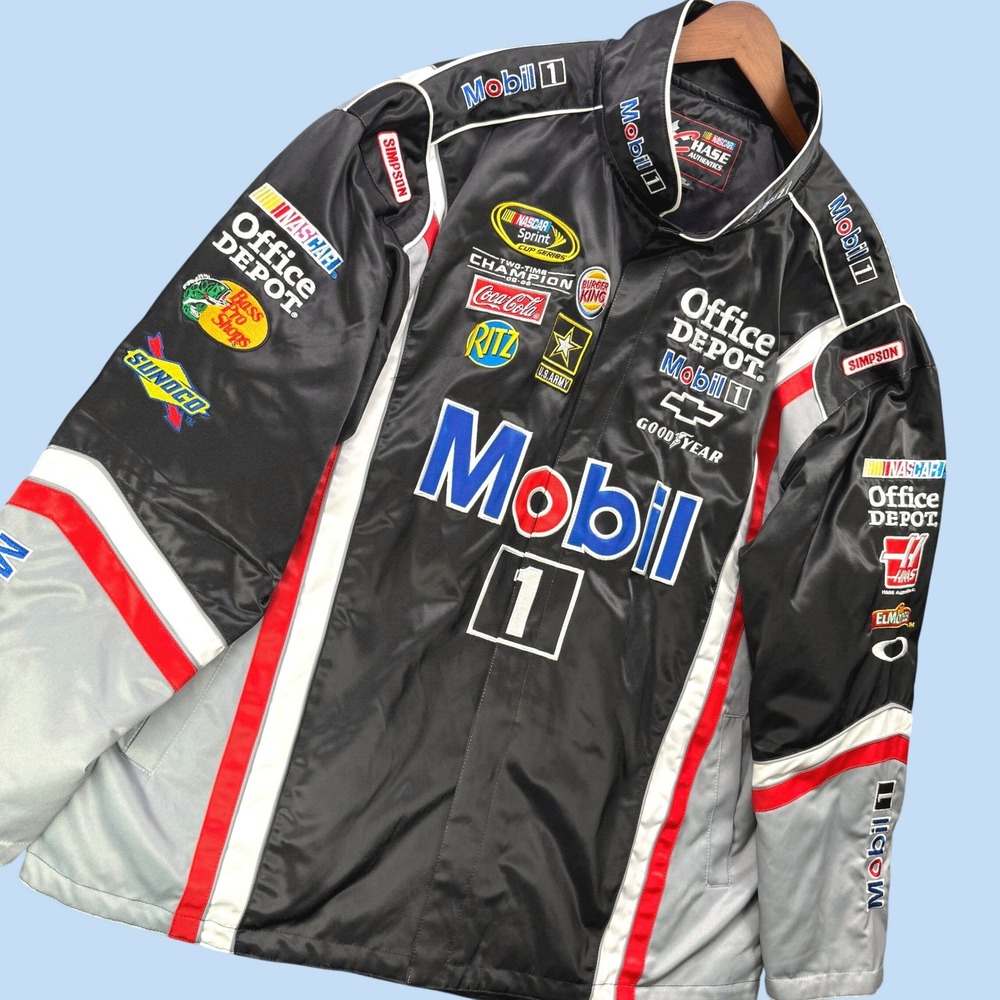 Chase Authentics Racing Jacket Men 2XL Black Mobil 1 Tony Stewart NASCAR Coat